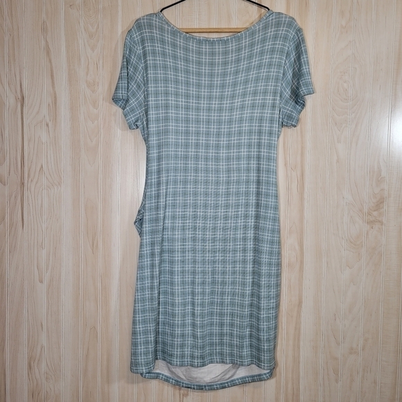 41 Hawthorn Blue Paid Bodycon Faux-Wrap Mini Dress Sz XL - Picture 3 of 6